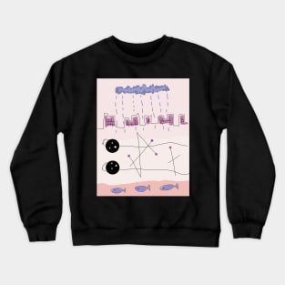 Kids Lying in the Rain Stick Figure Crewneck Sweatshirt